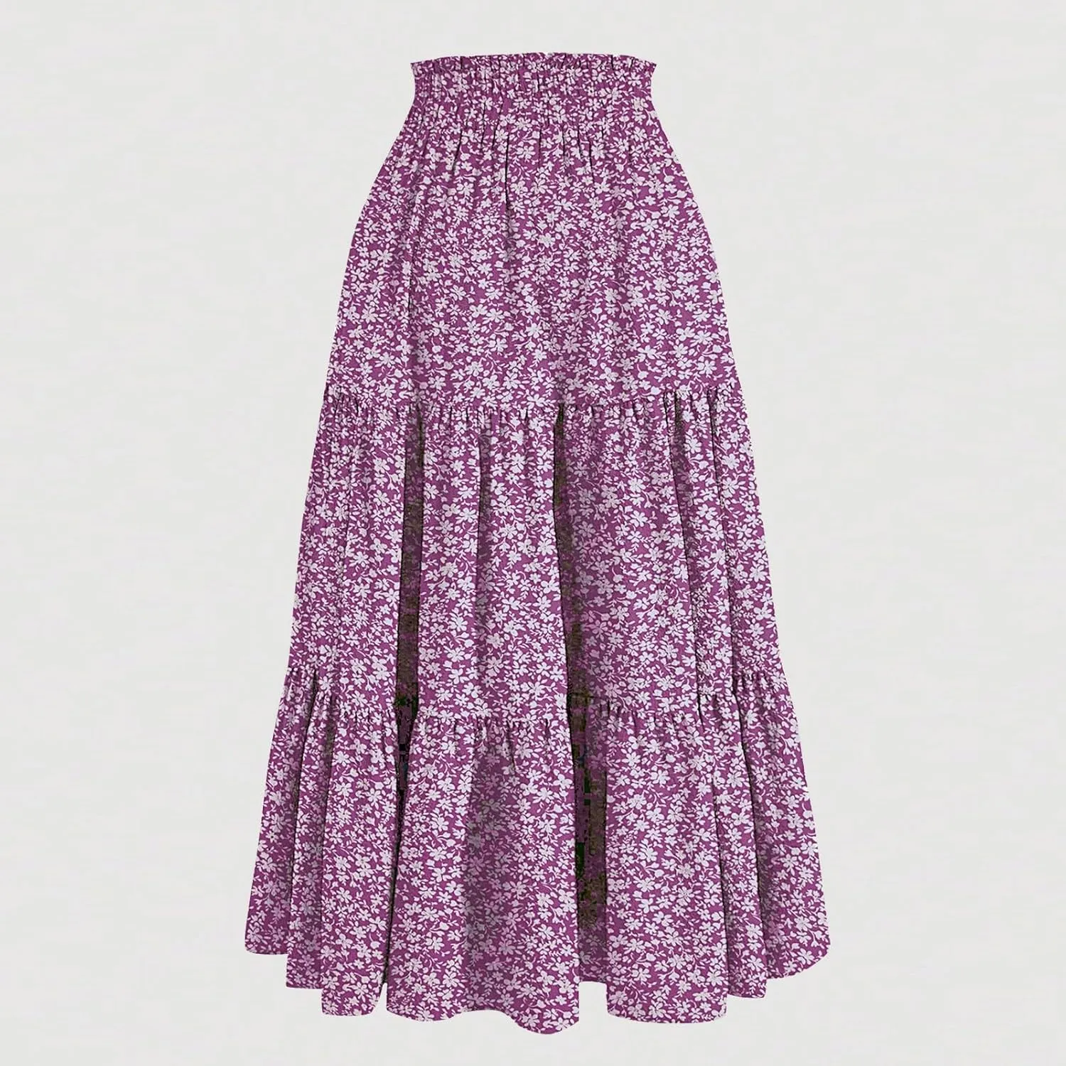 Women's Skirts Women's Summer Comfy Causal Elastic High Waisted Skirts Casual Floral Print A Line Skirt