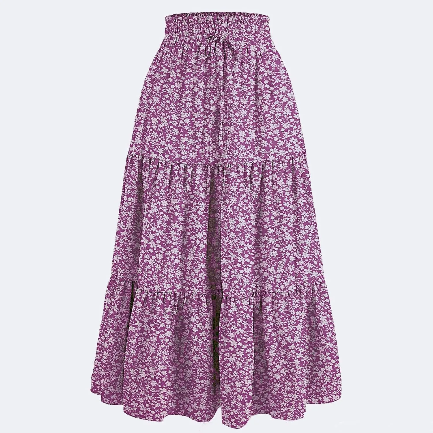 Women's Skirts Women's Summer Comfy Causal Elastic High Waisted Skirts Casual Floral Print A Line Skirt