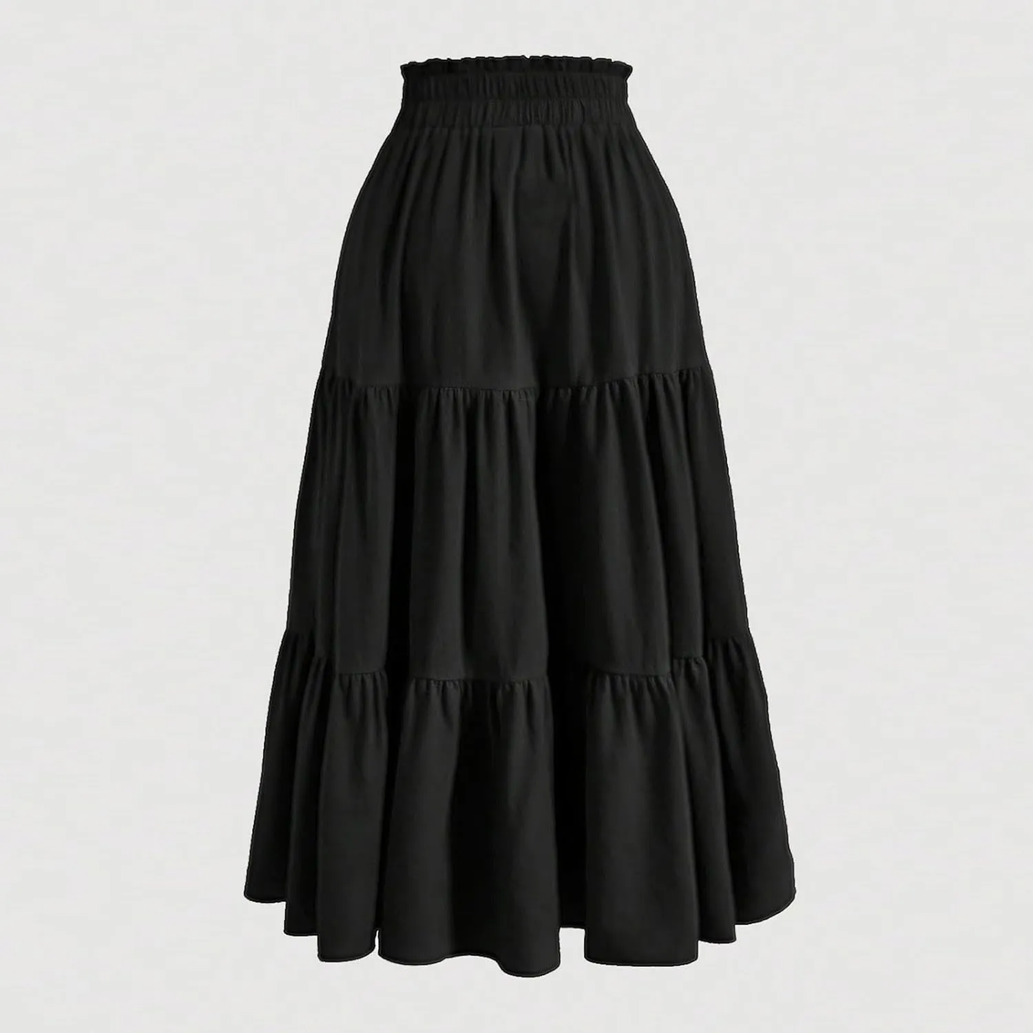 Womens Summer Casual A-Line Long Skirt Tiered High Waist Beach Outfits Elastic Waist Bohemian Print Maxi Skirt