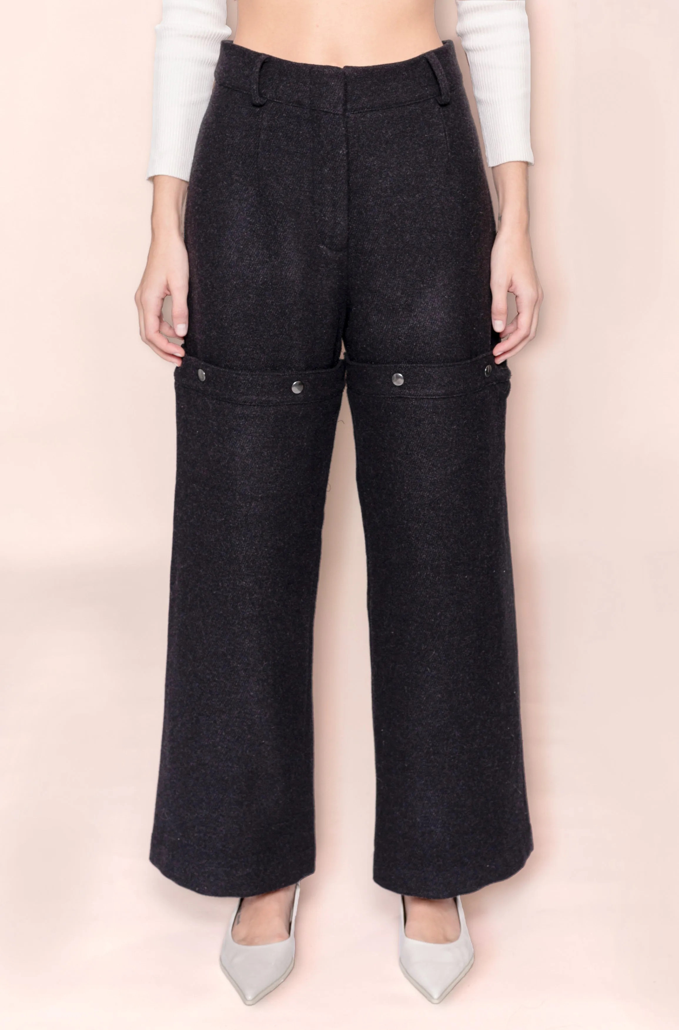 WOOLEN NOIR TELESCOPE TROUSERS