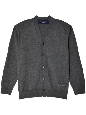 Worsted Wool Jersey Logo Embroidery Cardigan