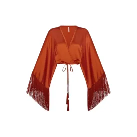 WRAP BLOUSE SILK & ELASTANE OCRE 415