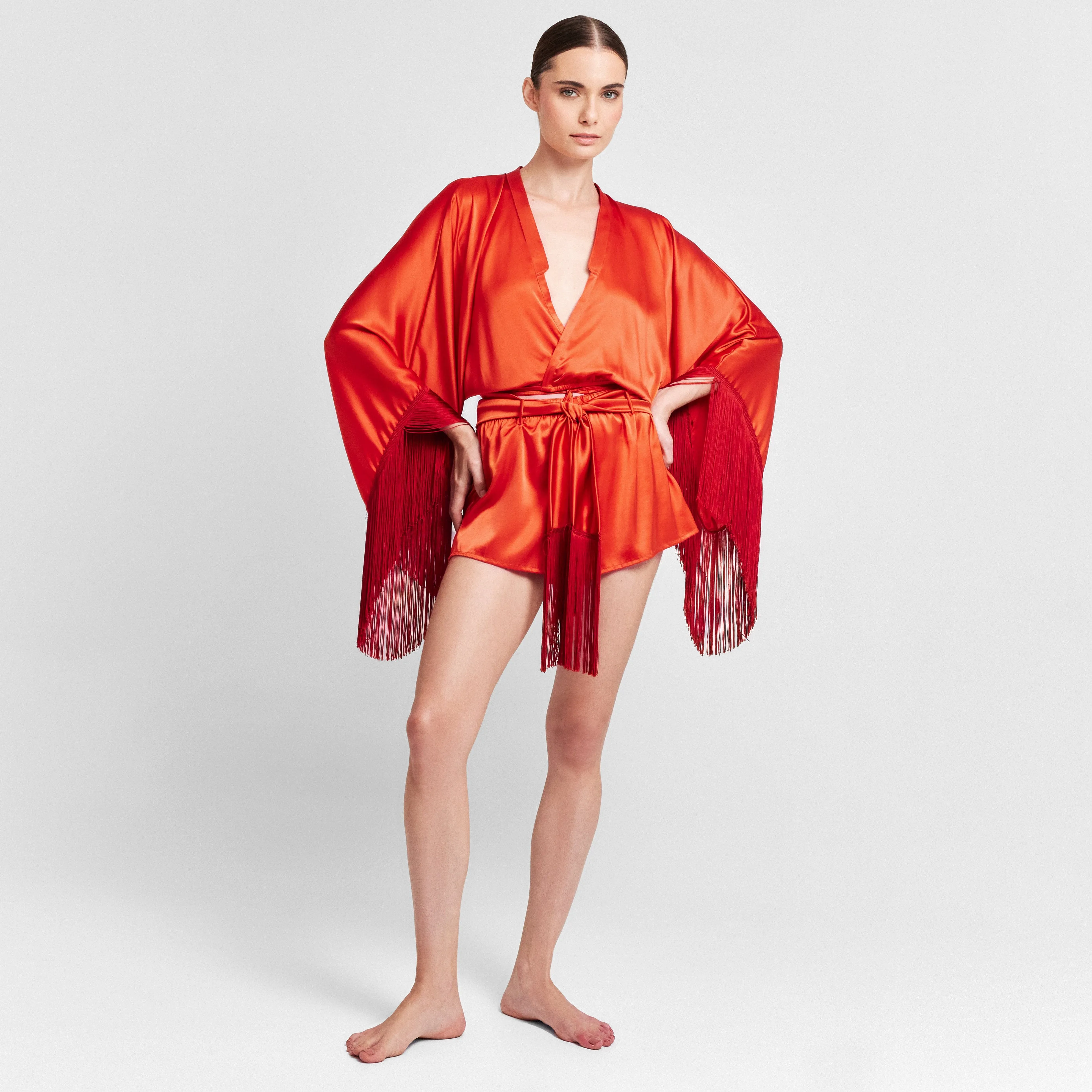 WRAP BLOUSE SILK & ELASTANE OCRE 415